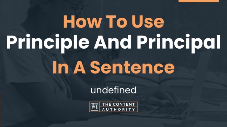 How To Use Principle And Principal In A Sentence Undefined