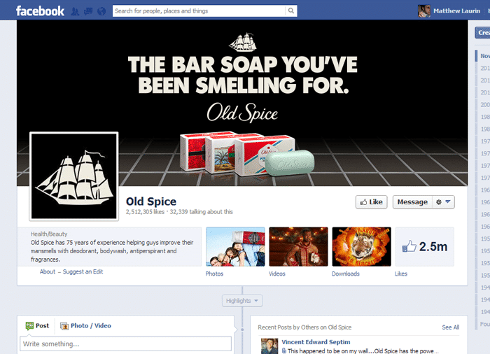 Old spice marketing campaign on Facebook
