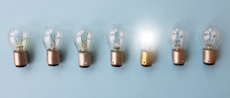 light bulbs in a line