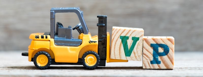 VP initials in wooden blocks