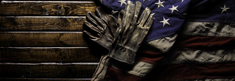 flag and workman gloves commemorating labor day