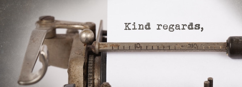 kind regards on typewritter