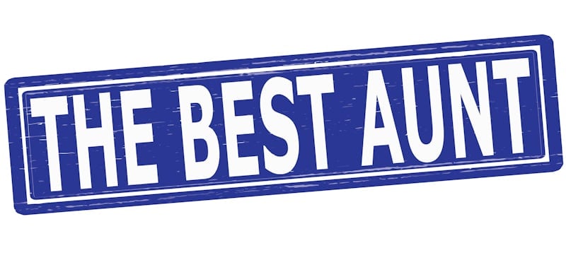 the best aunt sign blue letters on white