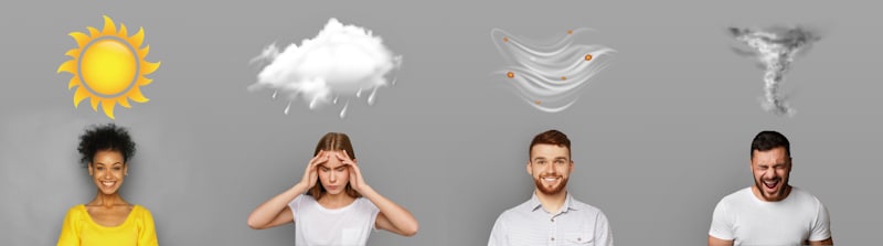 different people with moods connected to weather