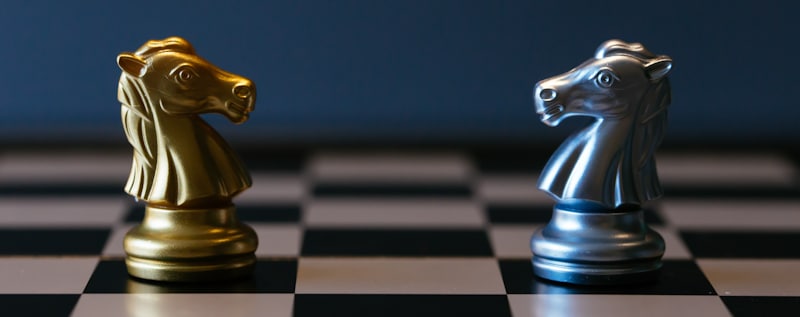 gold knight vs silver knight chess board