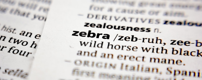 zebra in dictionary