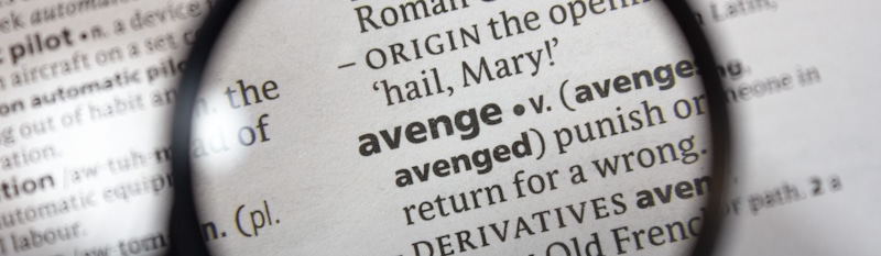 avenge in the dictionary under magnifying glass