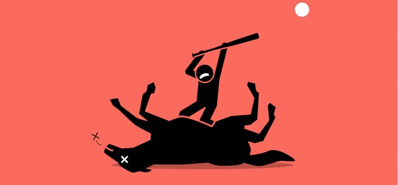 literal representation graphic art of beating a dead horse