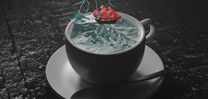 storm in a tea cup with boat and lighting