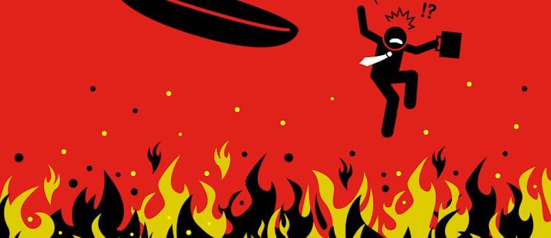 man falls on fire vector art