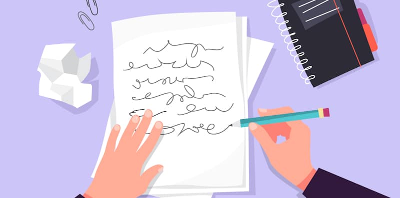 vector art hands on paper writing letter