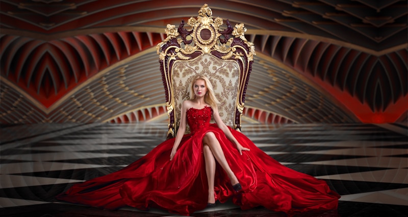 blond woman sits on throne