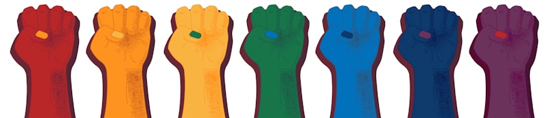 colorful fists as sign of rebellion