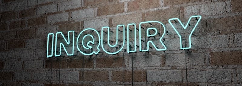inquiry in neon letters