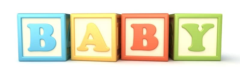 baby spelled on baby ABC blocks