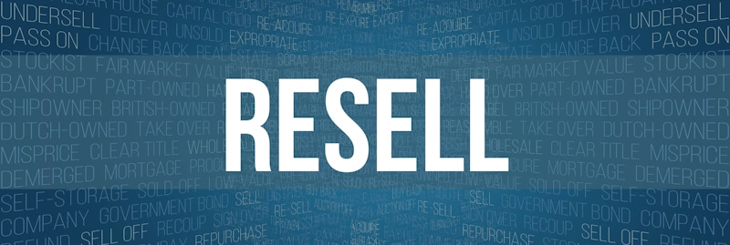 resell word sign blue background