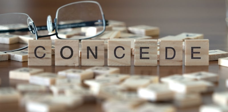 concede spelled with scrabble letters