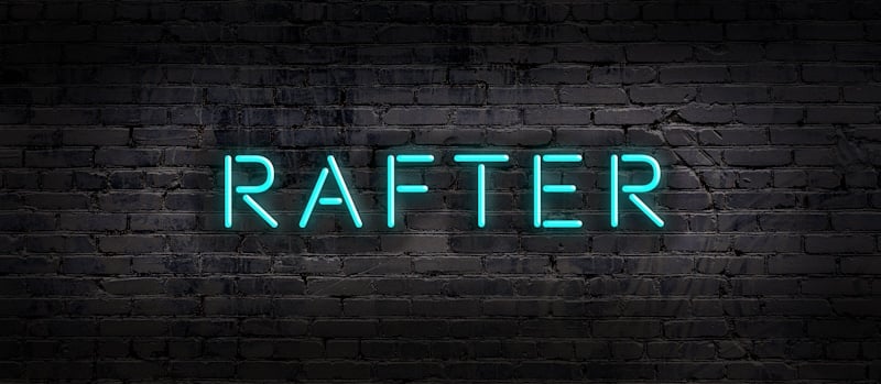 rafter word sign in neon