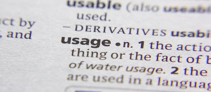 usage word in the dictionary