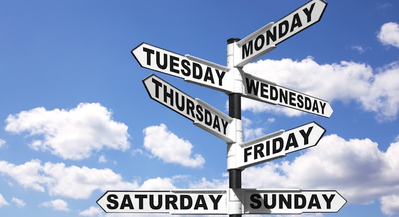 days of week on street sign