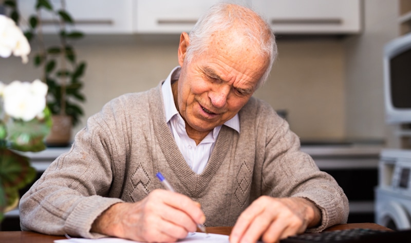 old man grandpa writing