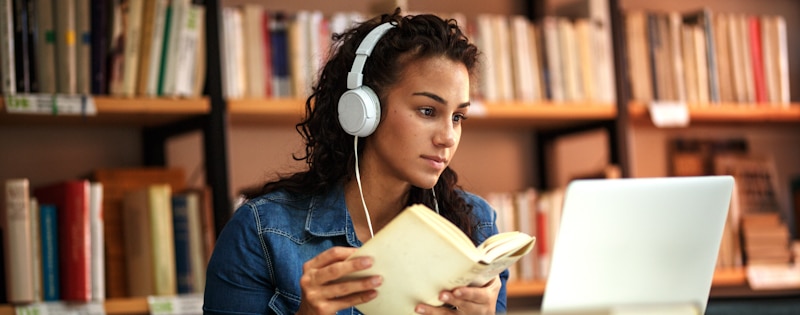 headphones library student