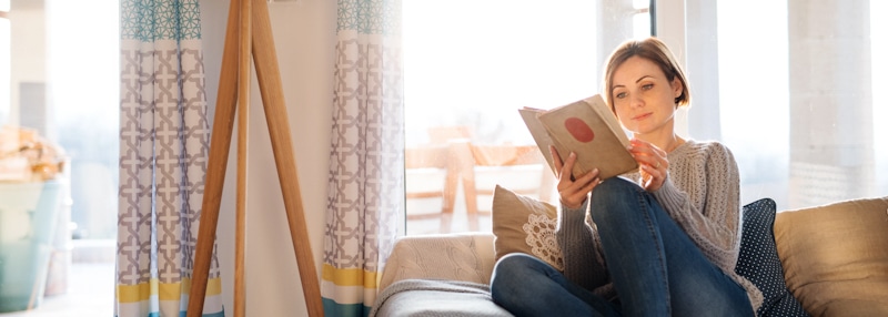 woman reading book