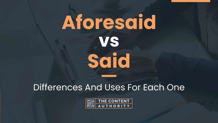 Aforesaid vs Said: Differences And Uses For Each One