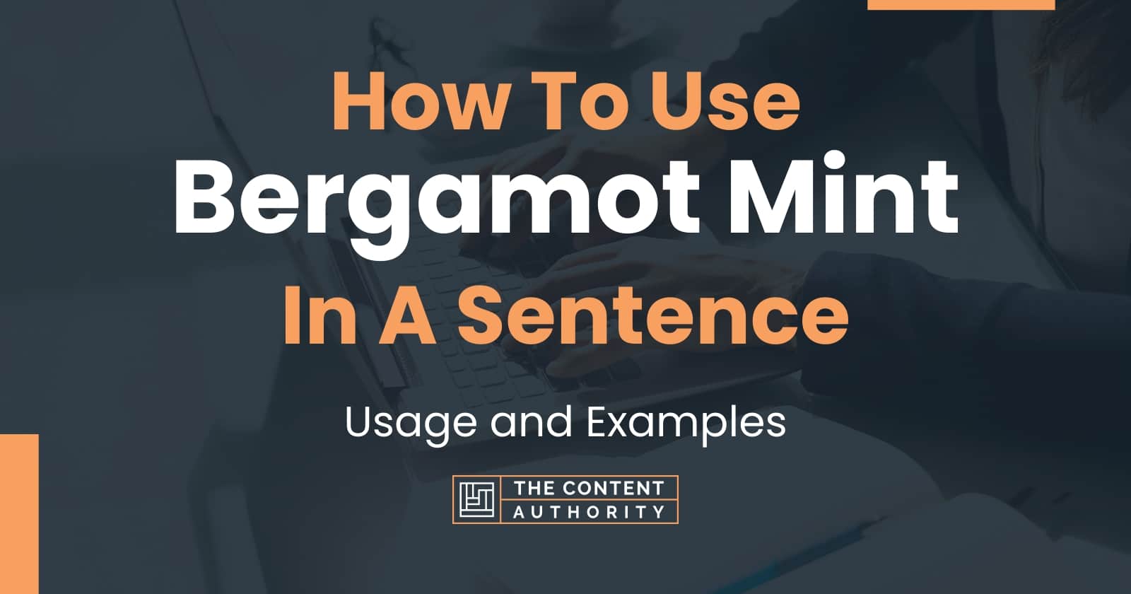 How To Use "Bergamot Mint" In A Sentence Usage and Examples