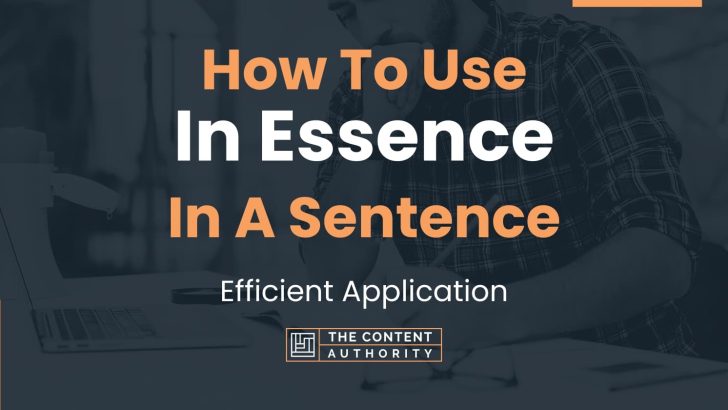 How To Use “In Essence” In A Sentence: Efficient Application