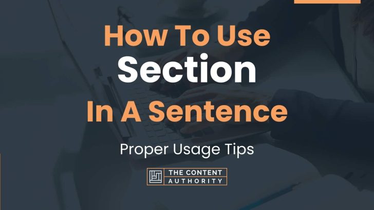 How To Use “Section” In A Sentence: Proper Usage Tips