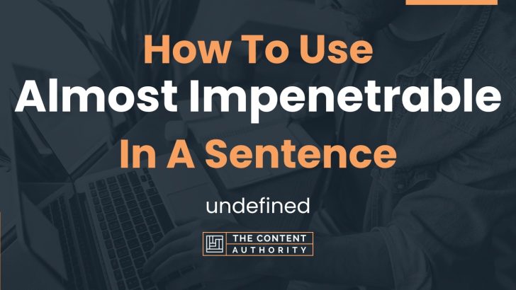 How To Use “Almost Impenetrable” In A Sentence: undefined