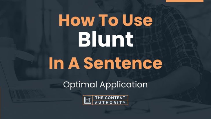 How To Use “Blunt” In A Sentence: Optimal Application