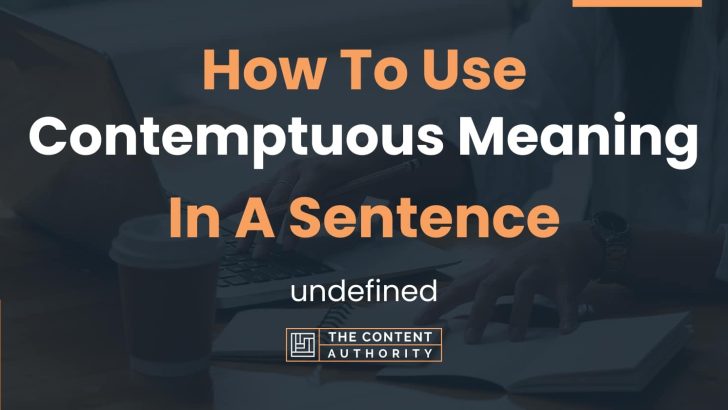 How To Use “Contemptuous Meaning” In A Sentence: undefined