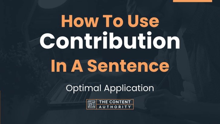 How To Use “Contribution” In A Sentence: Optimal Application