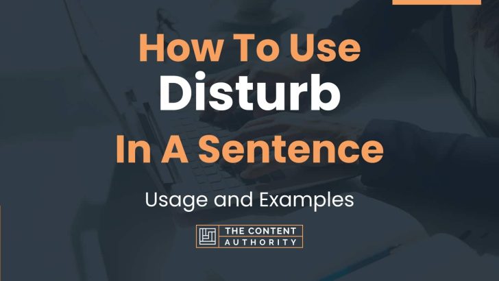 How To Use “Disturb” In A Sentence: Usage and Examples
