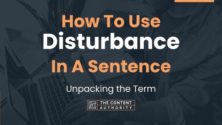 How To Use “Disturbance” In A Sentence: Unpacking the Term