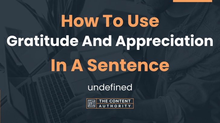 How To Use “Gratitude And Appreciation” In A Sentence: undefined