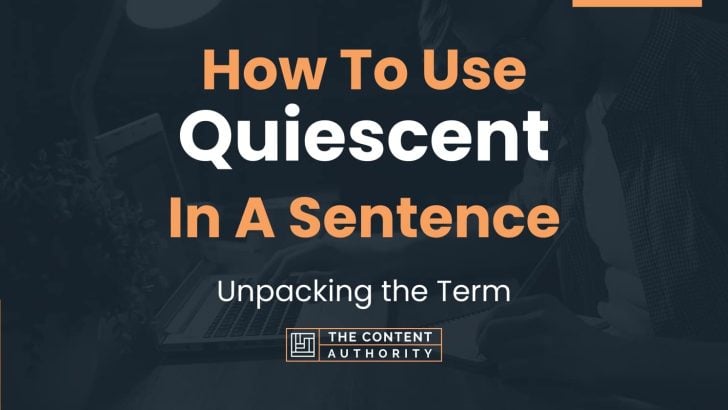 How To Use “Quiescent” In A Sentence: Unpacking the Term