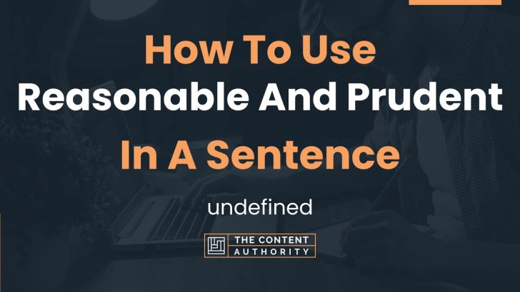 How To Use “Reasonable And Prudent” In A Sentence: undefined