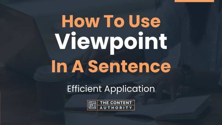How To Use “Viewpoint” In A Sentence: Efficient Application