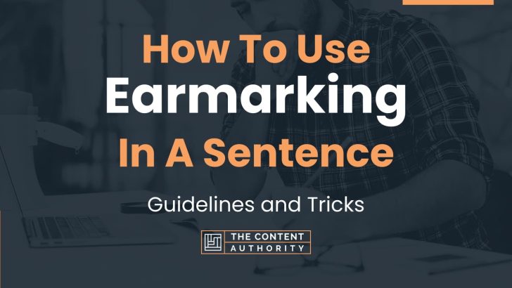 How To Use “Earmarking” In A Sentence: Guidelines and Tricks