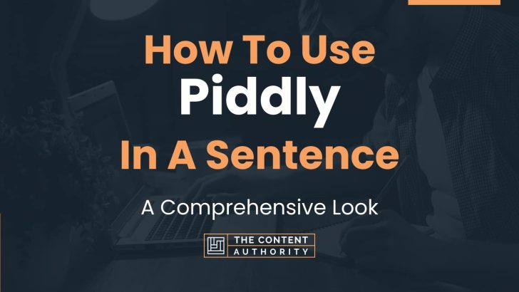 How To Use “Piddly” In A Sentence: A Comprehensive Look
