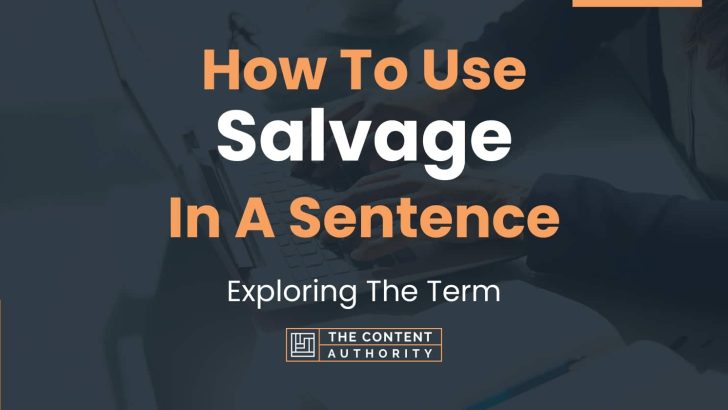 How To Use “Salvage” In A Sentence: Exploring The Term
